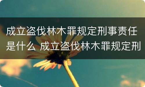 成立盗伐林木罪规定刑事责任是什么 成立盗伐林木罪规定刑事责任是什么