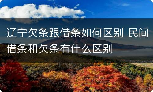辽宁欠条跟借条如何区别 民间借条和欠条有什么区别