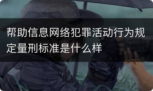 帮助信息网络犯罪活动行为规定量刑标准是什么样