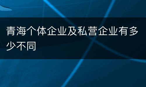 青海个体企业及私营企业有多少不同