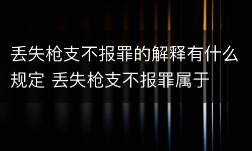 丢失枪支不报罪的解释有什么规定 丢失枪支不报罪属于