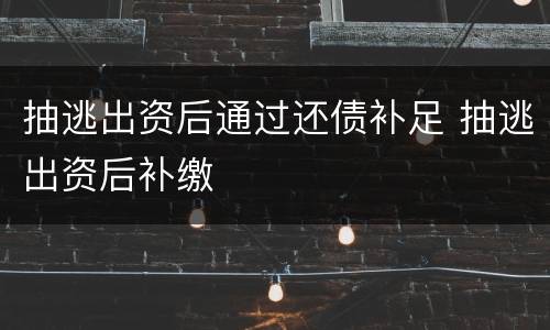 抽逃出资后通过还债补足 抽逃出资后补缴