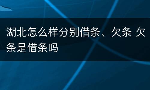 湖北怎么样分别借条、欠条 欠条是借条吗