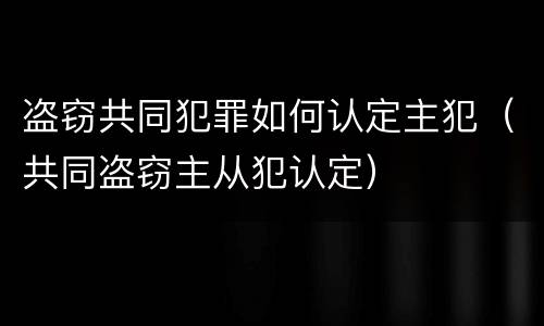 盗窃共同犯罪如何认定主犯（共同盗窃主从犯认定）