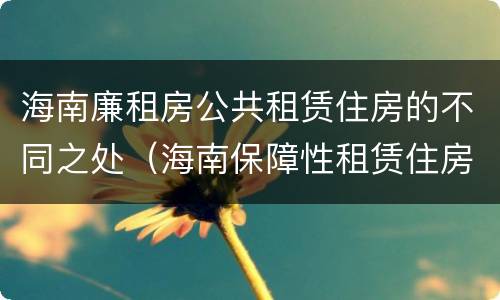 海南廉租房公共租赁住房的不同之处（海南保障性租赁住房）