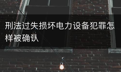 刑法过失损坏电力设备犯罪怎样被确认