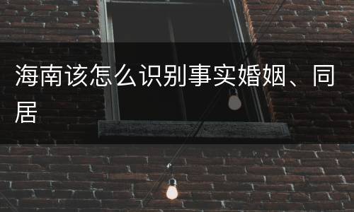 海南该怎么识别事实婚姻、同居