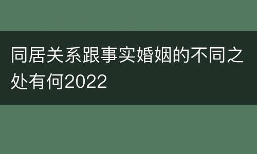 同居关系跟事实婚姻的不同之处有何2022