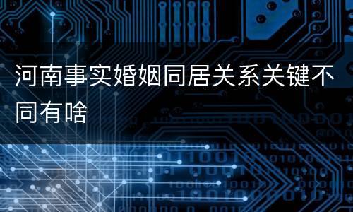 河南事实婚姻同居关系关键不同有啥
