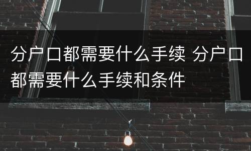 分户口都需要什么手续 分户口都需要什么手续和条件