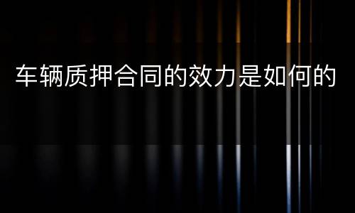 车辆质押合同的效力是如何的