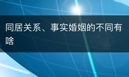 同居关系、事实婚姻的不同有啥
