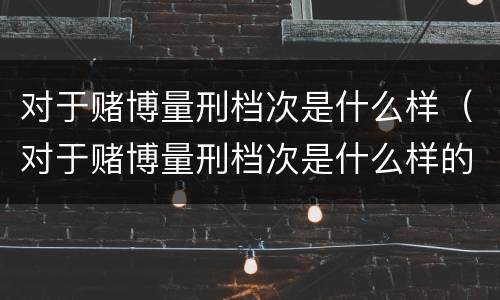 对于赌博量刑档次是什么样（对于赌博量刑档次是什么样的标准）