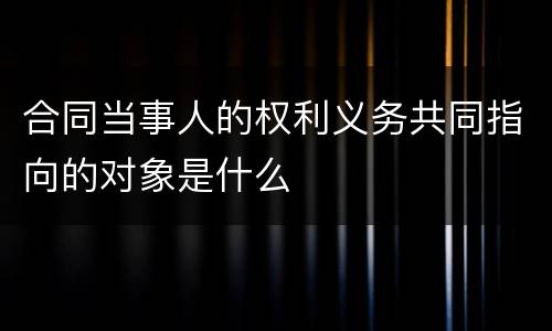 合同当事人的权利义务共同指向的对象是什么