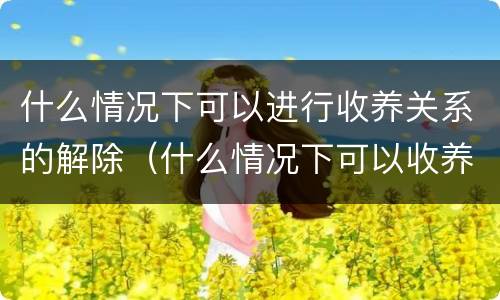 什么情况下可以进行收养关系的解除（什么情况下可以收养孤儿）