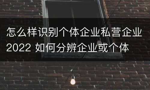 怎么样识别个体企业私营企业2022 如何分辨企业或个体