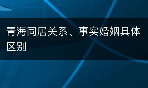 青海同居关系、事实婚姻具体区别