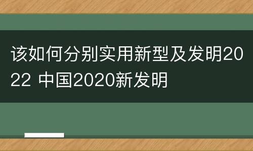 该如何分别实用新型及发明2022 中国2020新发明