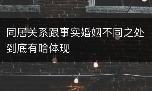 同居关系跟事实婚姻不同之处到底有啥体现