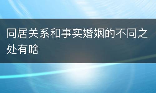 同居关系和事实婚姻的不同之处有啥
