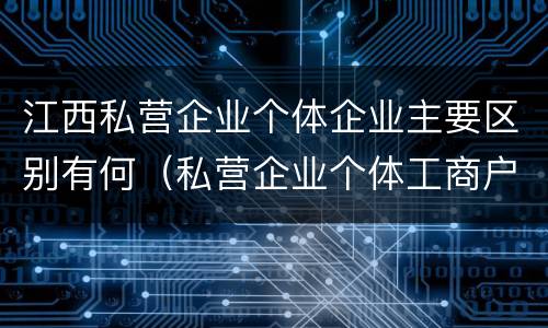 江西私营企业个体企业主要区别有何（私营企业个体工商户区别）
