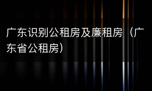 广东识别公租房及廉租房（广东省公租房）