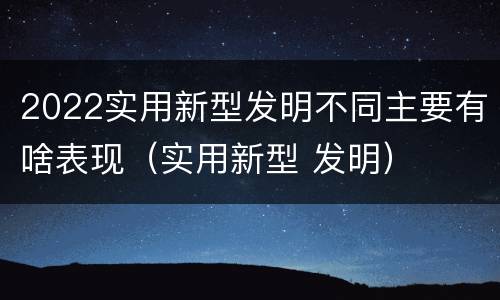 2022实用新型发明不同主要有啥表现（实用新型 发明）