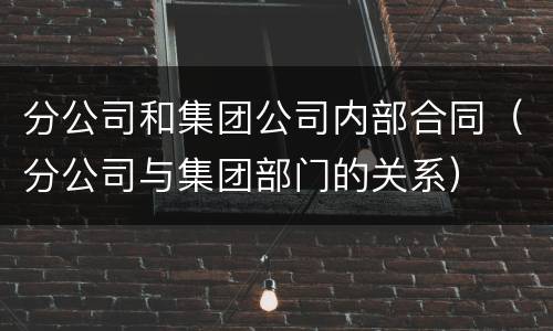 分公司和集团公司内部合同（分公司与集团部门的关系）