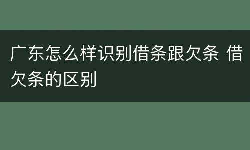 广东怎么样识别借条跟欠条 借欠条的区别