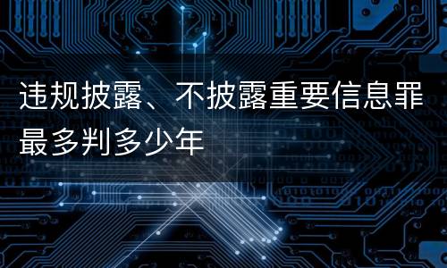 违规披露、不披露重要信息罪最多判多少年