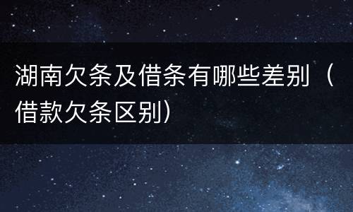 湖南欠条及借条有哪些差别（借款欠条区别）