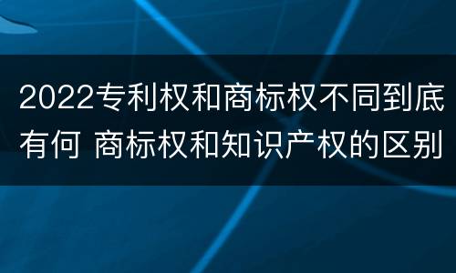 2022专利权和商标权不同到底有何 商标权和知识产权的区别
