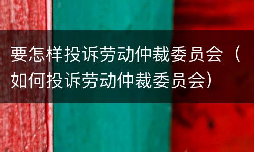 要怎样投诉劳动仲裁委员会（如何投诉劳动仲裁委员会）