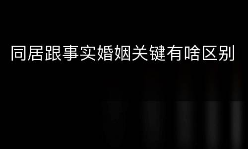同居跟事实婚姻关键有啥区别