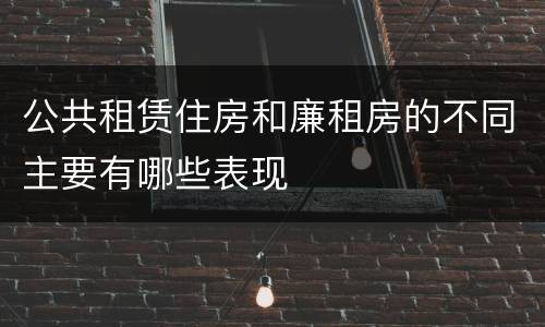 公共租赁住房和廉租房的不同主要有哪些表现