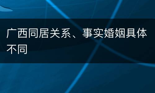 广西同居关系、事实婚姻具体不同
