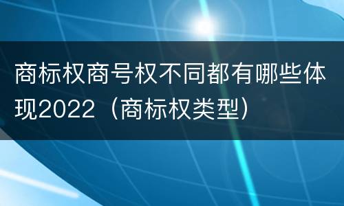 商标权商号权不同都有哪些体现2022（商标权类型）