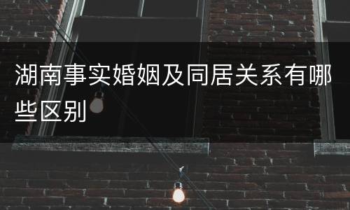 湖南事实婚姻及同居关系有哪些区别