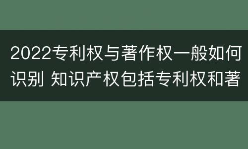 2022专利权与著作权一般如何识别 知识产权包括专利权和著作权吗