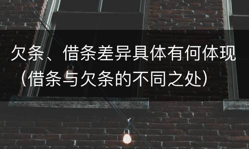 欠条、借条差异具体有何体现（借条与欠条的不同之处）