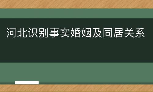 河北识别事实婚姻及同居关系