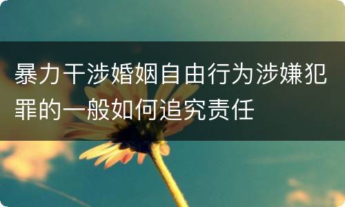 暴力干涉婚姻自由行为涉嫌犯罪的一般如何追究责任