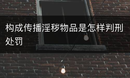 构成传播淫秽物品是怎样判刑处罚