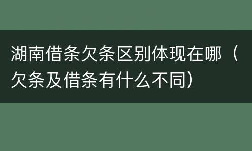湖南借条欠条区别体现在哪（欠条及借条有什么不同）