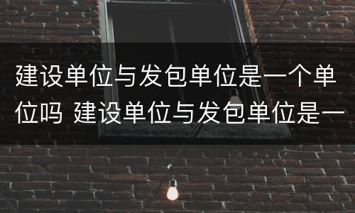建设单位与发包单位是一个单位吗 建设单位与发包单位是一个单位吗为什么