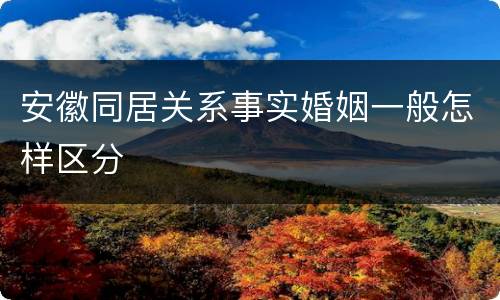 安徽同居关系事实婚姻一般怎样区分