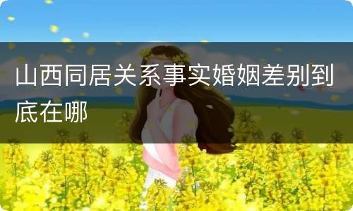 山西同居关系事实婚姻差别到底在哪