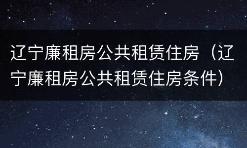 辽宁廉租房公共租赁住房（辽宁廉租房公共租赁住房条件）