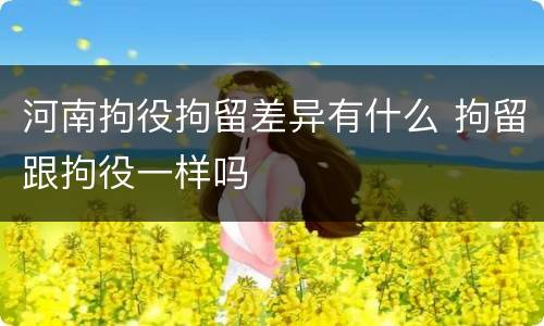 河南拘役拘留差异有什么 拘留跟拘役一样吗