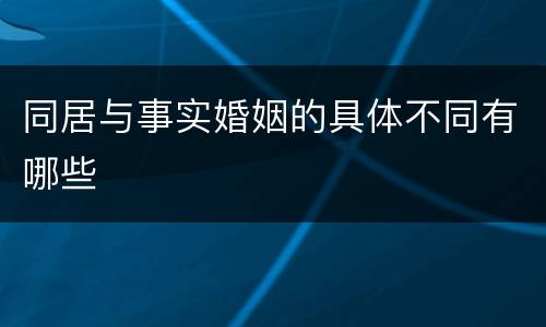 同居与事实婚姻的具体不同有哪些